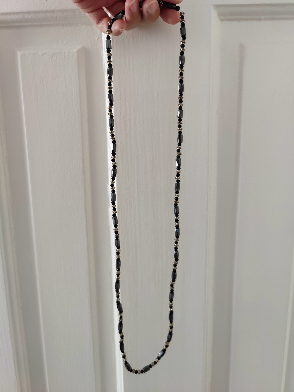 Black Beaded Magnetic Necklace, Wrapped Bracelet